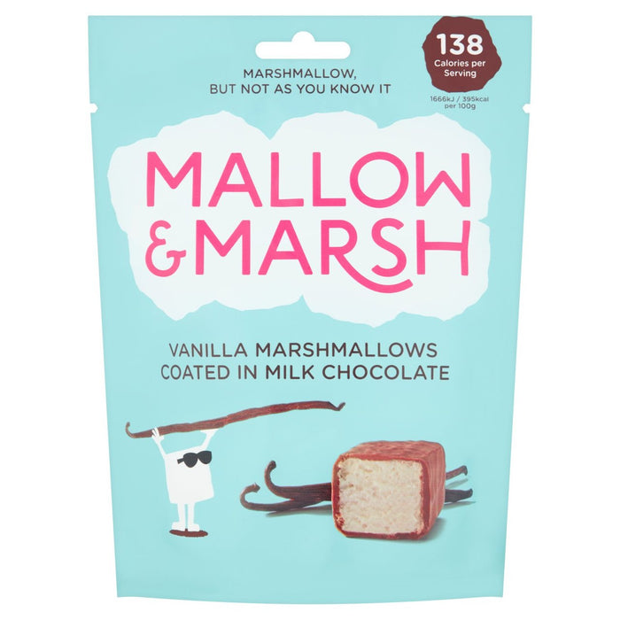 Malvaviscos de vainilla Mallow & Marsh recubiertos con chocolate con leche 100 g