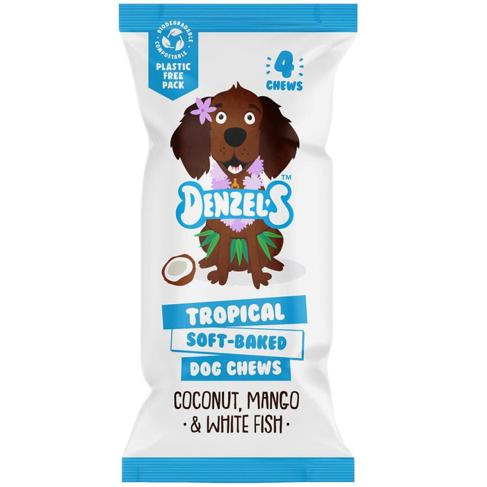 Denzels tropischer weicher gebackener Hund kaut Kokosmango und Weißfisch 75g