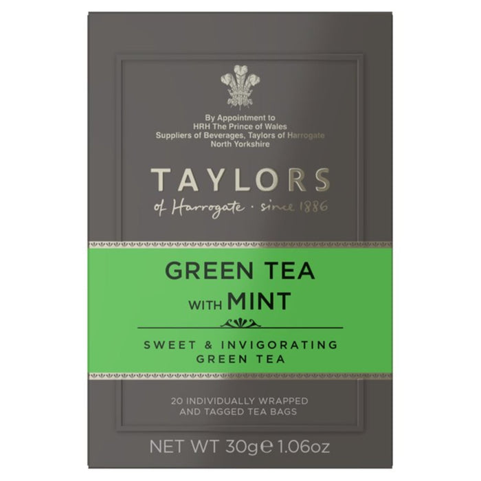 Taylors Green Thé avec sachets de thé à la menthe 20 par paquet