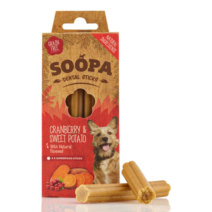 Soopa Cranberry & Sweet Potato Dental Sticks Dog Treats 100g