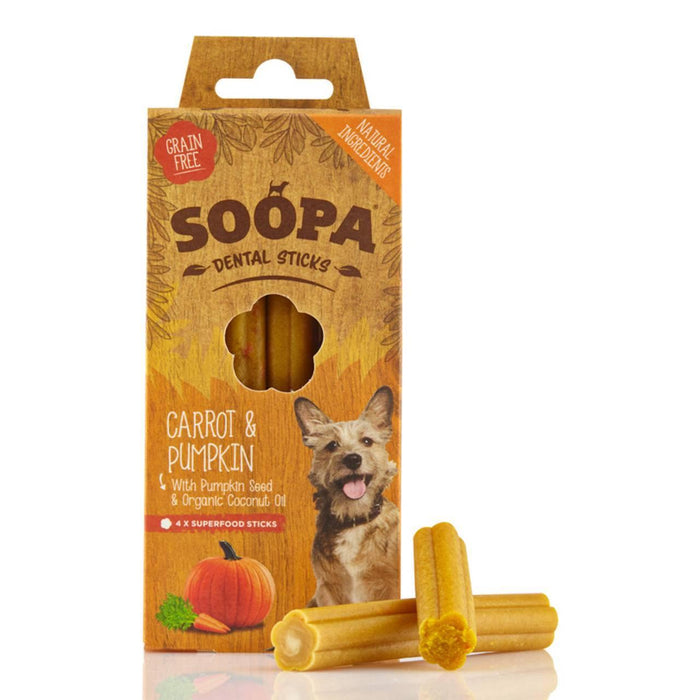 Soopa Pumpkin & Zanahorios de zanahoria Dental Sticks Treats 100G