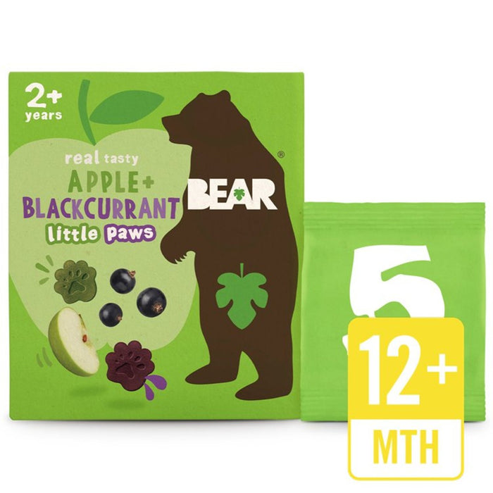 Bear Paws Formas de frutas Apple y Blackcurrant 2+ años Multipack 5 x 20G