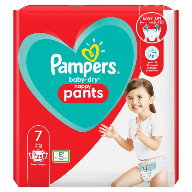 Pampers Baby Dry Nappy Pants Tamaño 7 Essential Pack 25 por paquete 